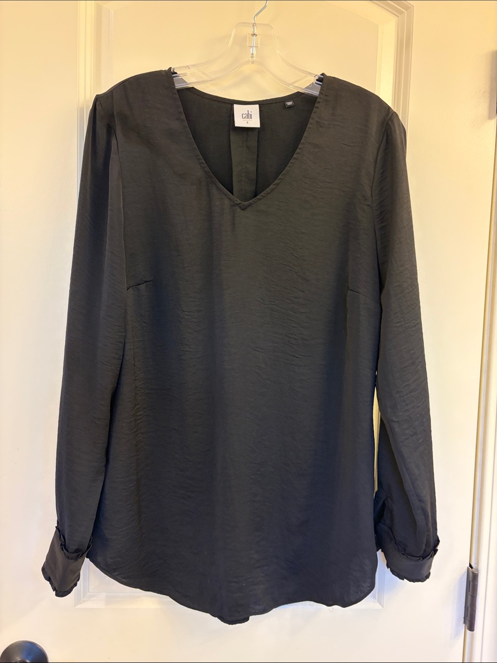 CAbi Black V-Neck Long Sleeve Blouse
